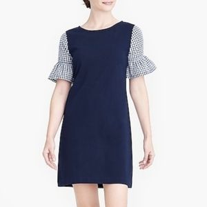 J. Crew Factory Gingham Printed Bell Sleeve Dress